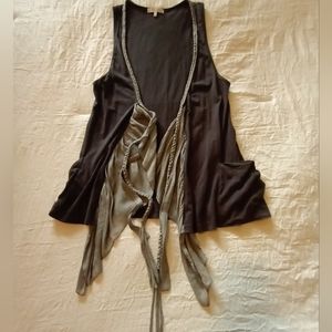 Mystree Gray Ruffled Vest
